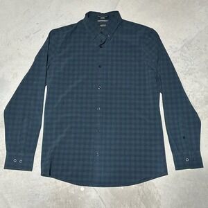 Nordstrom Men's Shop Men's SZ M Green Blue Plaid L/S Button Up Shirt Performance